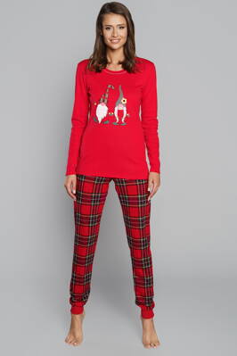 Vianočné dámske pyžamo Italian Fashion Santa mega soft červené