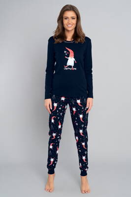 Vianočné dámske pyžamo Italian Fashion Skrat tmavomodré
