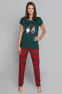 Vianočné dámske pyžamo krátky rukáv Italian Fashion Santa mega soft zelené