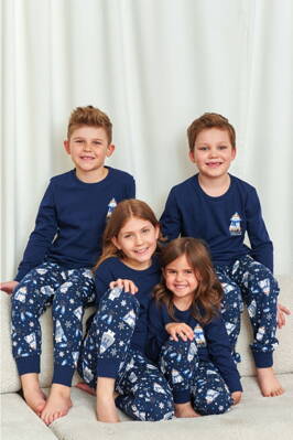 Vianočné detské pyžamo Doctor Nap Navy Bear tmavomodré