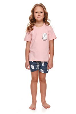 Dievčenské bavlnené pyžamo krátke Medvedík Doctor Nap Ice Bear PDG.4266 ružové