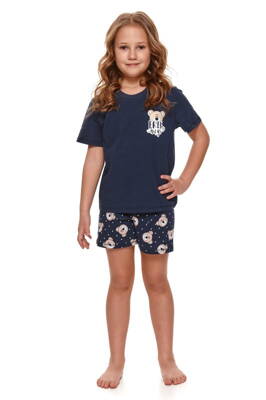 Dievčenské pyžamo krátke organická bavlna Doctor Nap Bear PDU.4268 tmavomodré