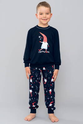 Vianočné chlapčenské pyžamo Italian Fashion Skrat mega soft tmavomodré