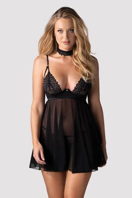 Erotická košieľka Obsessive Donarella Babydoll s tangami a chokerom