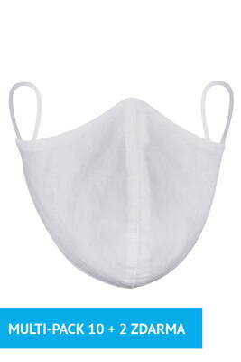 Multi-pack ochranné rúška na tvár z vysokokvalitnej bavlny biele 10 ks + 2 ks ZDARMA
