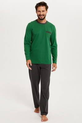Pánske bavlnené pyžamo Italian Fashion Jansen zelené