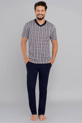 Pánske bavlnené pyžamo kárované Italian Fashion Dymitr