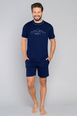 Pánske bavlnené pyžamo krátke Italian Fashion Radar tmavomodré