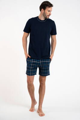 Pánske bavlnené pyžamo krátke Italian Fashion Ruben tmavomodré