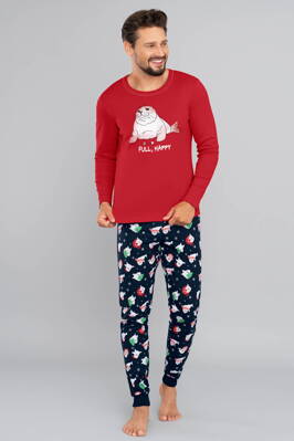 Vianočné pánske pyžamo Italian Fashion Elder mega soft červené