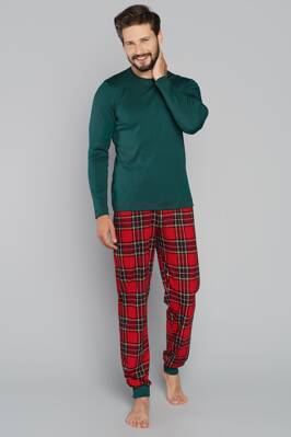 Vianočné pánske pyžamo Italian Fashion Narwik mega soft zelené