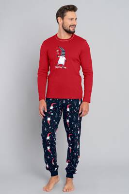 Vianočné pánske pyžamo Italian Fashion Skrat mega soft červené