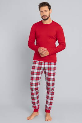Vianočné pánske pyžamo Italian Fashion Moss mega soft červené