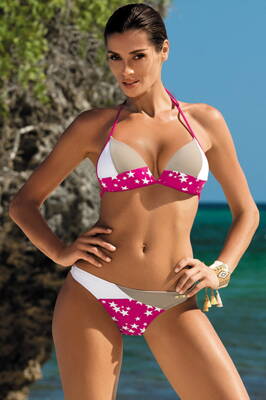 Dámske vystužené sexi bikiny Nora Mosaico M-401 (4) ružové SK