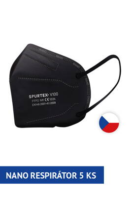 SpurTex NANO respirátor V100 FFP2 NR čierny - 5 ks (vyrobený v ČR)