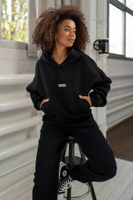 Dámska tepláková mikina klokanka s kapucňou Mosquito Camp Black čierna