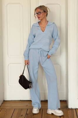 Dámske pletené nohavice Mosquito Misti svetlomodré