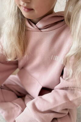 Detská tepláková mikina s kapucňou I Love Milk Pure Powder Pink púdrová ružová