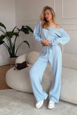 Dámske pletené nohavice Mosquito Misti svetlomodré