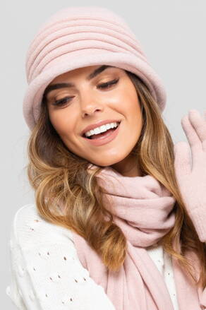 Ružový elegantný dámsky luxusný klobúk na zimu Kamea Salerno