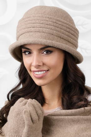 Tmavobéžový elegantný dámsky luxusný klobúk na zimu Kamea Salerno