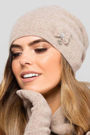 Tmavobéžová elegantná zimná dámska čiapka Kamea Florida