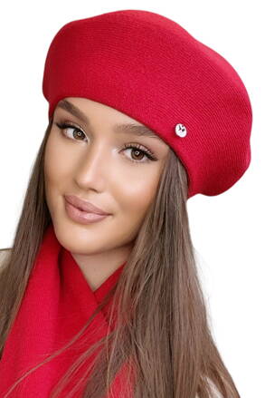 Červená dámska baretka na zimu Kamea Afrah
