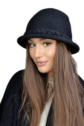 Čierny luxusný dámsky zimný klobúk Kamea Farida