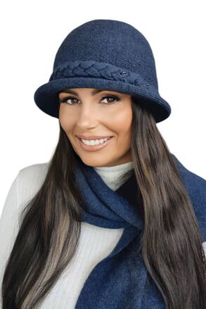 Tmavomodrý luxusný dámsky zimný klobúk Kamea Farida