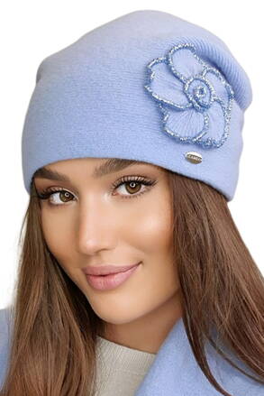 Blankytne modrá dámska čiapka s kvetom Kamea Inka