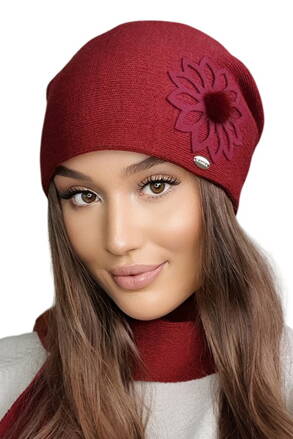 Bordová dámska čiapka s kvetom Kamea Apatyt