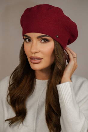 Bordová svetlá elegantná dámska baretka na zimu Kamea Kiang