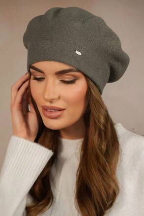 Khaki elegantná dámska baretka na zimu Kamea Kiang