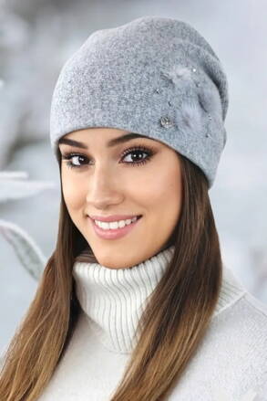 Šedá elegantná dámska čiapka na zimu Kamea Onyks