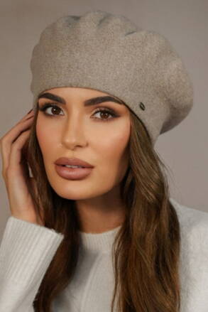 Tmavobéžová elegantná dámska baretka na zimu Kamea Kiang