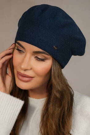 Tmavomodrá tyrkysová elegantná dámska baretka na zimu Kamea Kiang