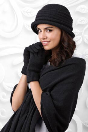 Čierny dámsky set klobúk + šál Kamea Salerno