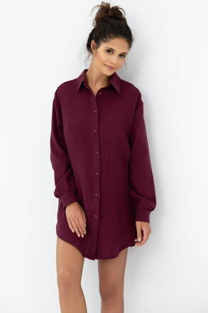 Dámska mušelínová nočná košeľa Sensis Ivory burgundy