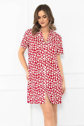 Dámska bavlnená nočná košeľa so srdiečkami Italian Fashion Xenia červená