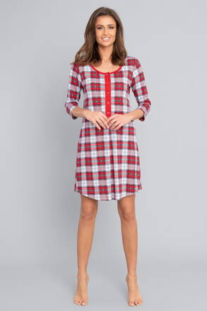Nočná bavlnená károvaná košeľa na cvoky Italian Fashion Mossi červená