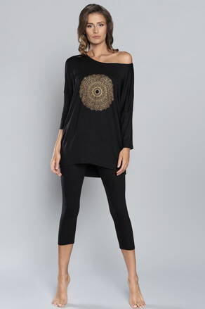 Čierne dámske pyžamo trojštvrťové Italian Fashion Mandala