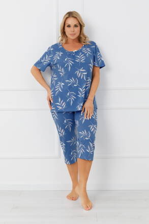 Dámske bavlnené pyžamo 3/4 pre moletky Italian Fashion Perina nebesky modré