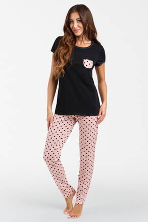 Dámske bavlnené pyžamo Italian Fashion Buscato čierne