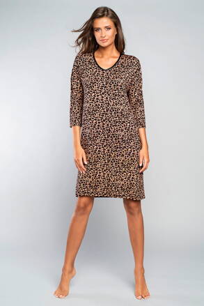 Elegantná nočná košeľa 3/4 rukáv leopardí vzor Italian Fashion Pantera béžová