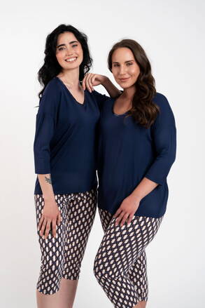 Luxusné dámske pyžamo 3/4 Italian Fashion Milda tmavomodré