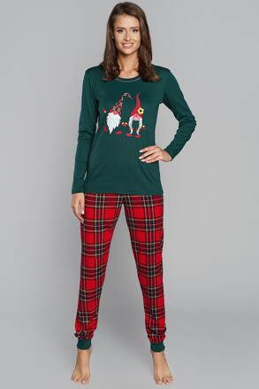 Vianočné dámske pyžamo Italian Fashion Santa mega soft zelené