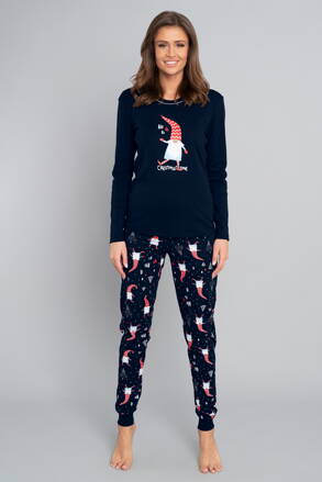 Vianočné dámske pyžamo Italian Fashion Skrat mega soft tmavomodré