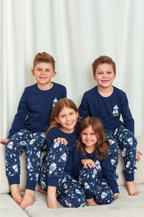 Vianočné detské pyžamo Doctor Nap Navy Bear tmavomodré