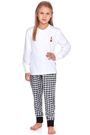 Dievčenské pyžamo dlhé Srdcové Eso Doctor Nap Ace PDG.4163 biele