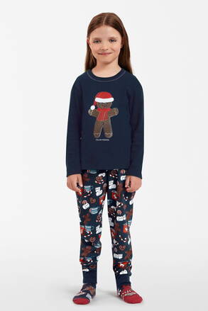 Vianočné dievčenské pyžamo Italian Fashion Makala tmavomodré